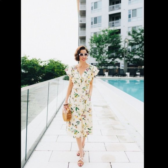 Tanya Taylor Inez Belted Floral Linen 
